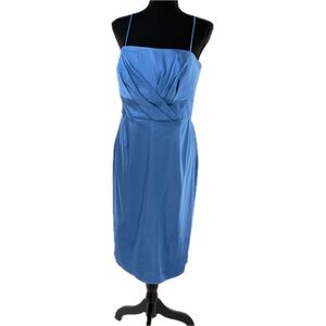 Calvin Klein Elegant Blue Satiny Finish Removable Spaghetti Strap Dress Size 10